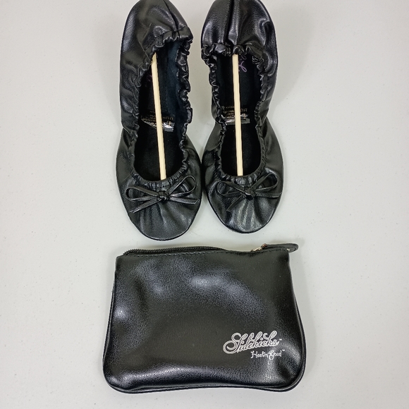 Sidekicks Foldable Ballet Flats Black Large 8.5-9.5 Bows Portable Travel Pouch - Picture 15 of 15